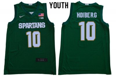 Youth Michigan State Spartans NCAA #10 Jack Hoiberg Green Authentic Nike 2019-20 Stitched College Basketball Jersey KR32F75TL